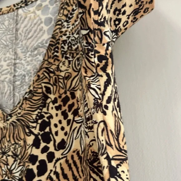 LILLY PULITZER Tessa Dress Rattan Walk On The Wild Side V-Neck 3/4 Sleeve | XL - Picture 7 of 12